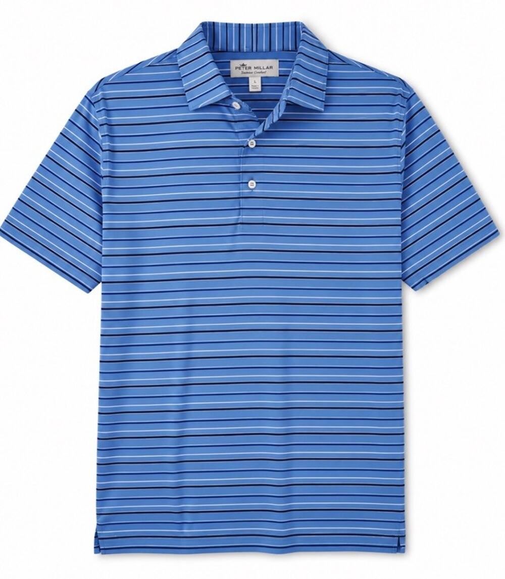 Peter Millar Men's L Blue Performance Golf Polo Shirt